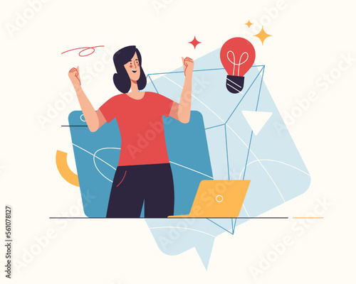 Vector illustration on the subject of creativity, generating innovative ideas, imagination and inspiration