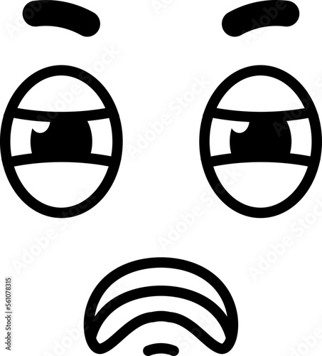 Suspicious face expression. Comic style skeptic doodle