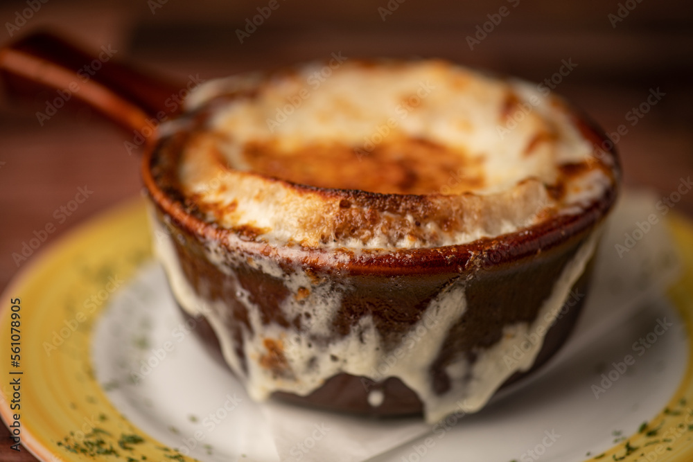 French onion soup close up