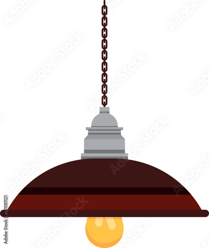 Lamp hanging from ceiling. Cartoon house light