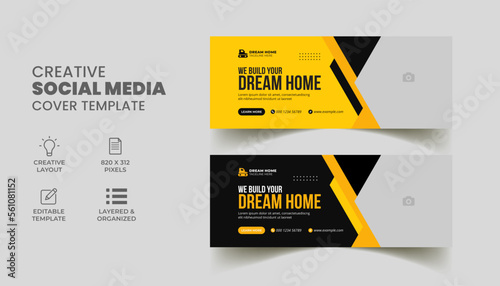 construction handyman home repair social media banner and facebook cover web banner template 