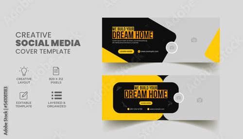 construction handyman home repair social media banner and facebook cover web banner template 