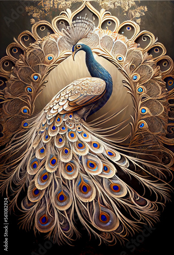 Generative AI abstract render of a peacock