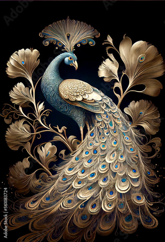 Generative AI abstract render of a peacock