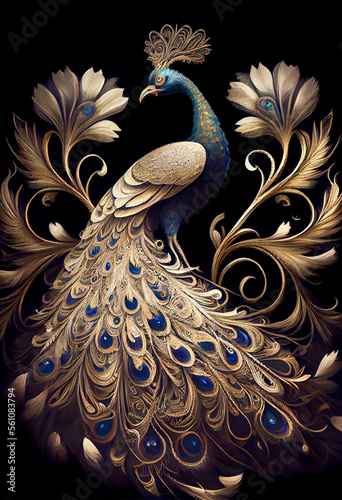 Generative AI abstract render of a peacock