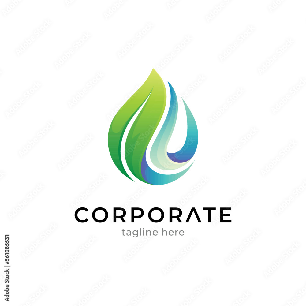 Fresh natural water and leaf logo template Fresh natural water and leaf logo template