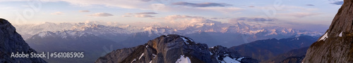 panorama from the top in the light of dawn