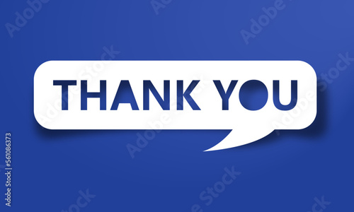 thank you paper style cutout design in white colour with blue background photo