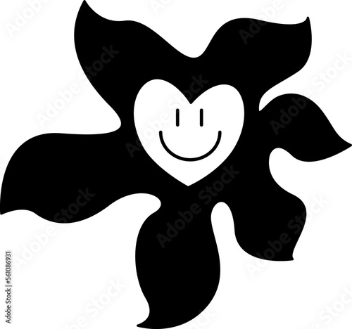 Tattoo blot with a heart in the style of the 90s, 2000s. Black and white single object illustration.