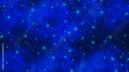Sky background material neon nebula fairy tale. Dreamy night with magic lights stars and fantasy hand-drawn cosmic texture illustration 