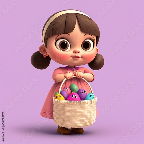Cute Cartoon Girl with East...
