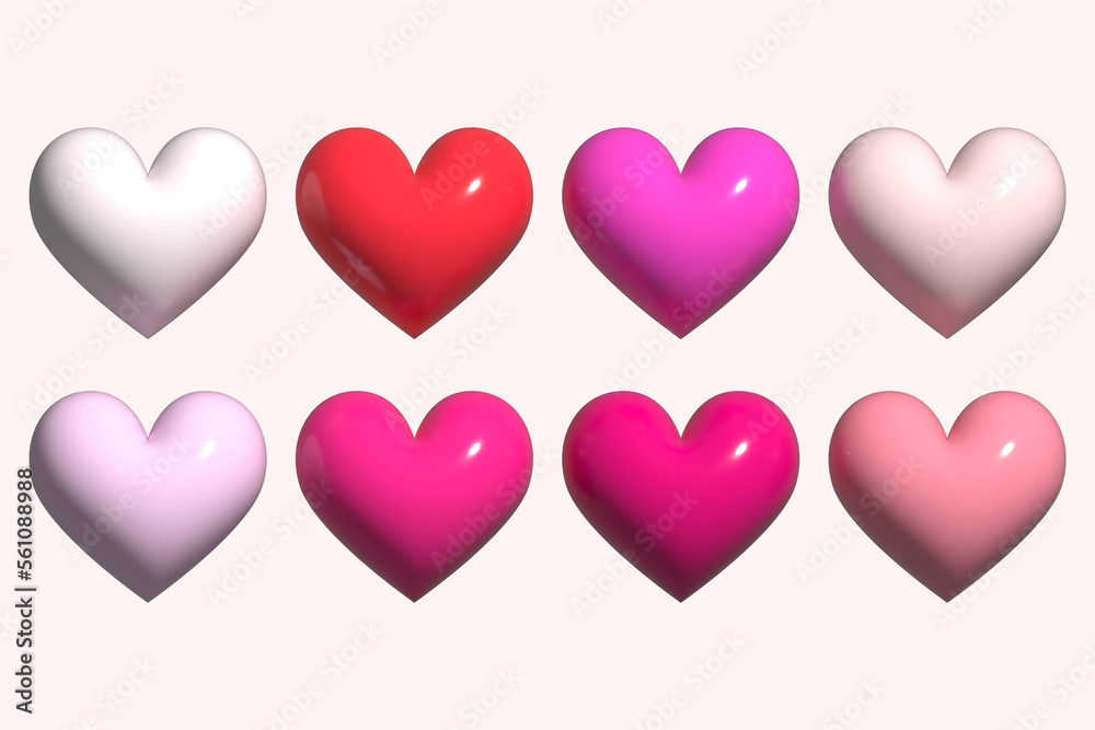 A set of cute 3d rendered hearts. Good for any project.