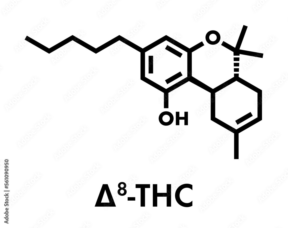 Delta-8-tetrahydrocannabinol (D8-THC) Molecule. Isomer Of Delta-9-THC ...