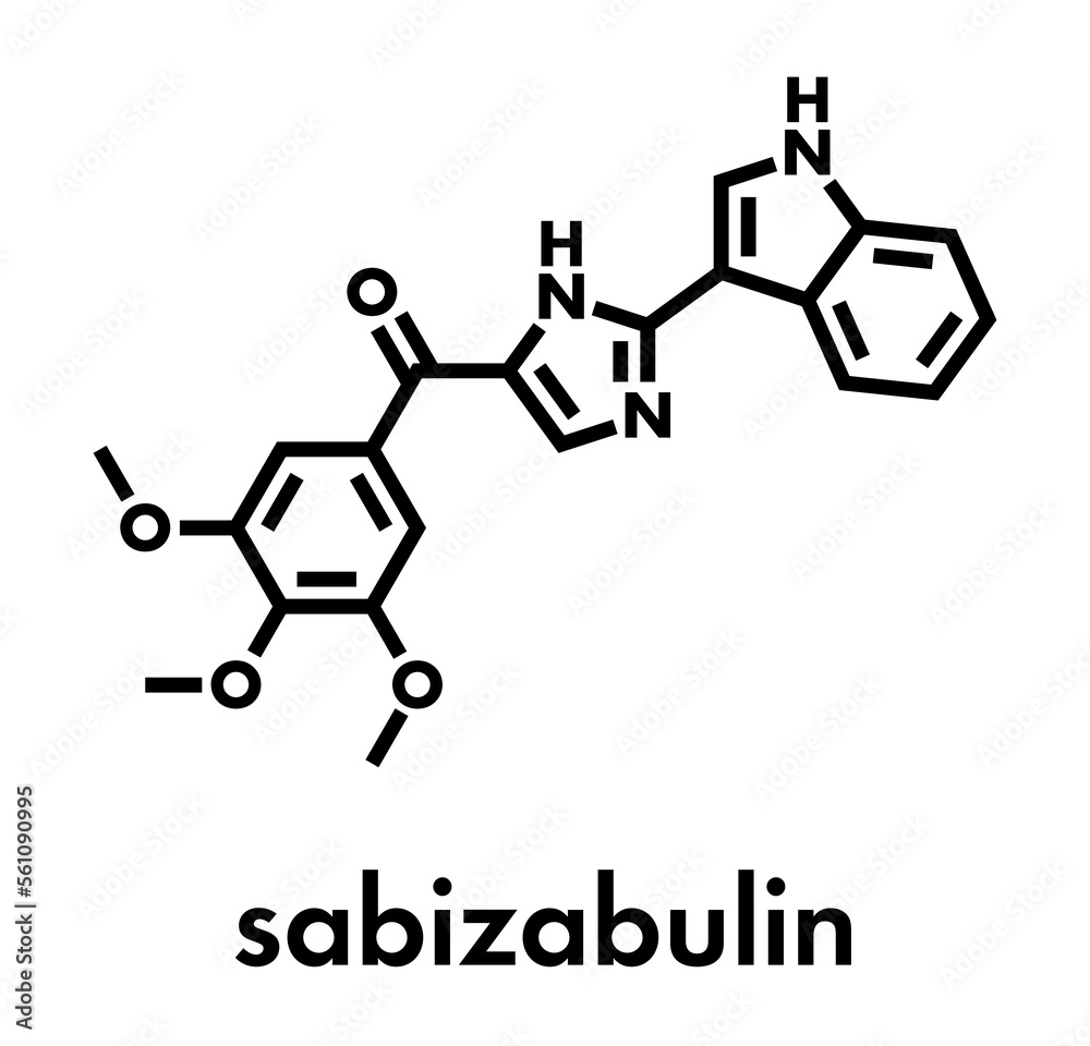 Sabizabulin drug molecule. Skeletal formula.