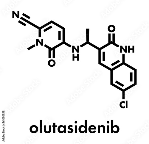 Olutasidenib oncology drug molecule. Skeletal formula.