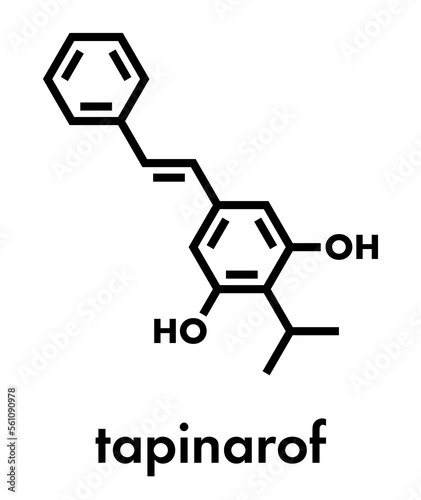 Tapinarof psoriasis drug molecule. Skeletal formula.