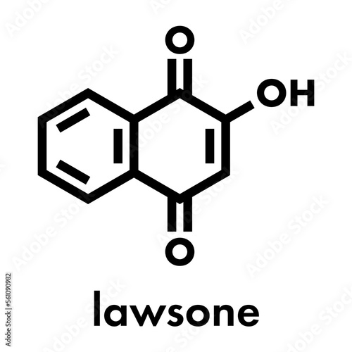 Lawsone (hennotannic acid) henna dye molecule. Skeletal formula. photo