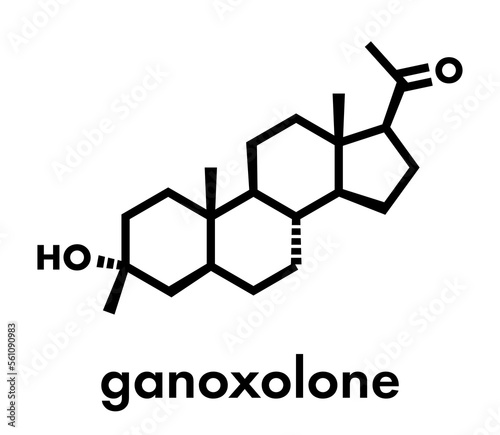 Ganaxolone epilepsy drug molecule. Skeletal formula.
