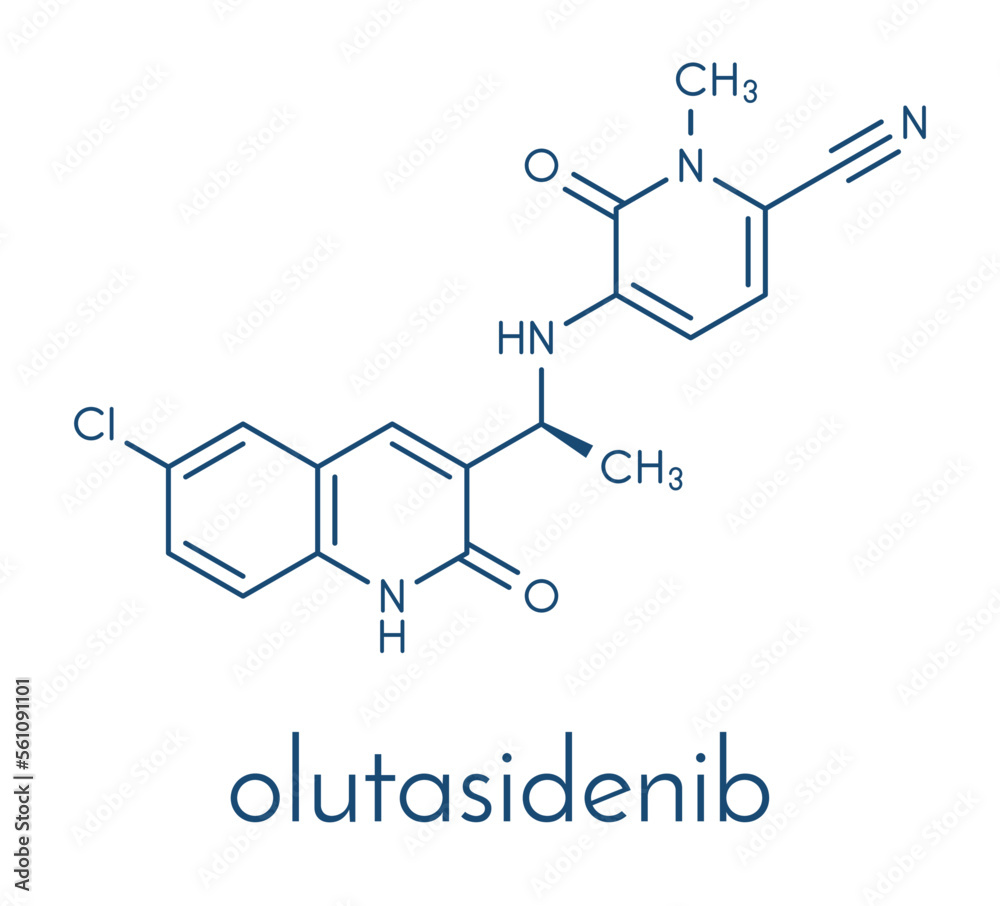 Olutasidenib oncology drug molecule. Skeletal formula.