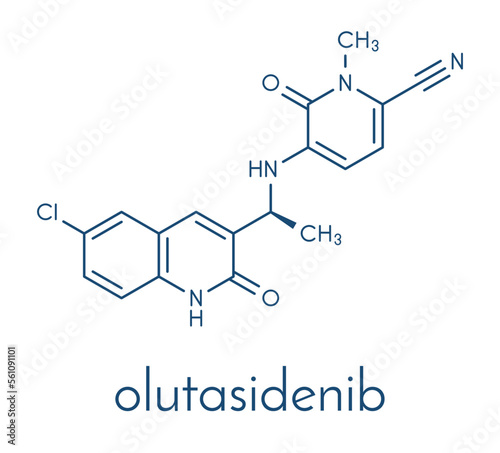 Olutasidenib oncology drug molecule. Skeletal formula.