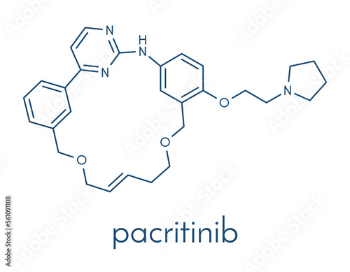 Pacritinib cancer drug molecule. Skeletal formula. photo