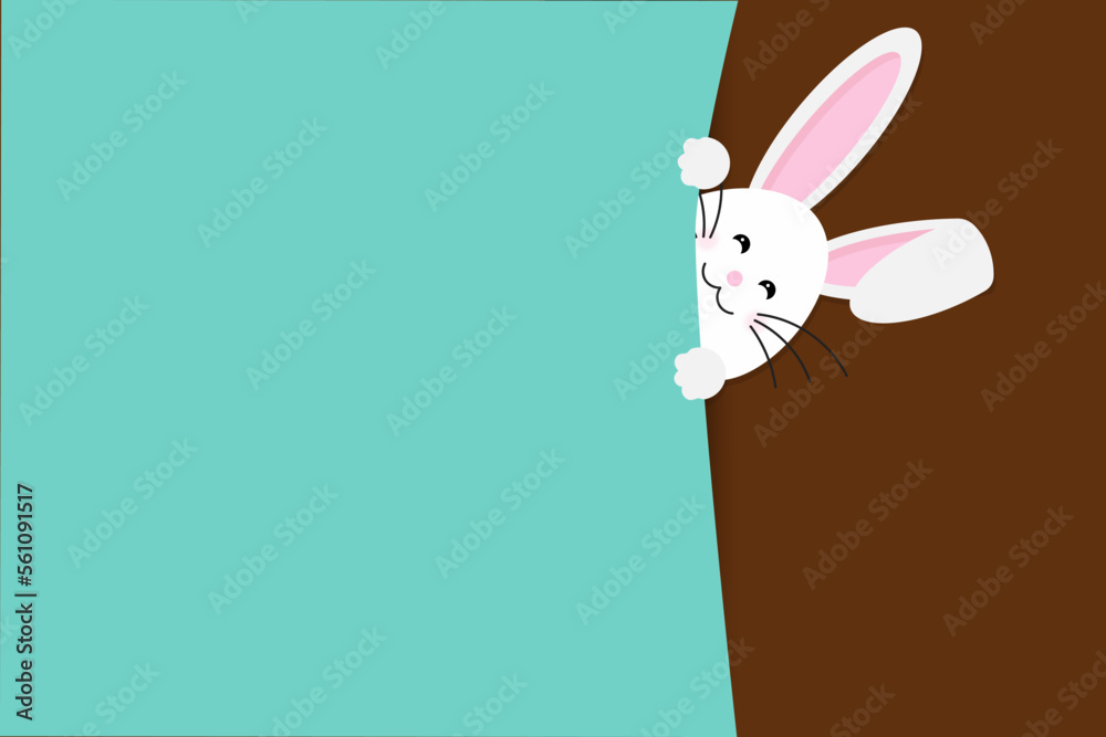 Obraz premium Colorful Happy Easter greeting card with rabbit, bunny, eggs with banners