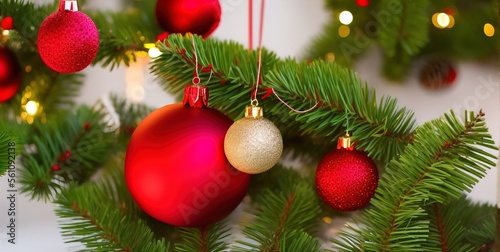 red christmas ball on tree