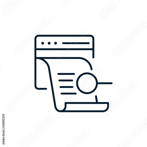 Documentation review concept. Vector icon isolated on white background.