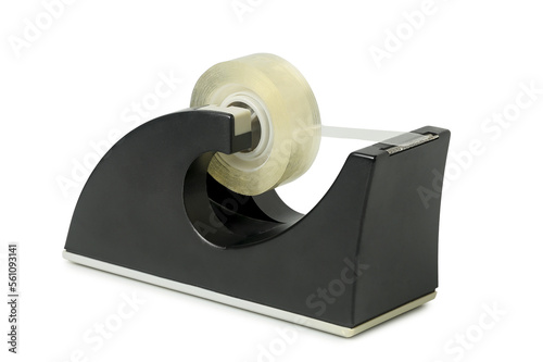 black tape dispenser isolated photo