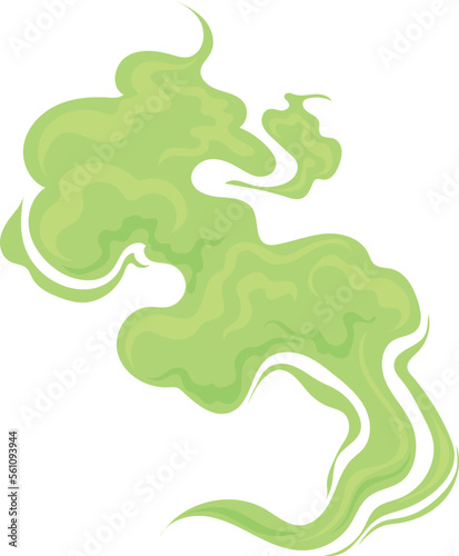 Green steam. Cartoon stinky cloud. Toxic smell