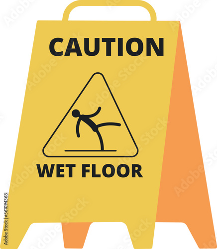 Wet floor sign. Yellow caution icon. Slippery warning