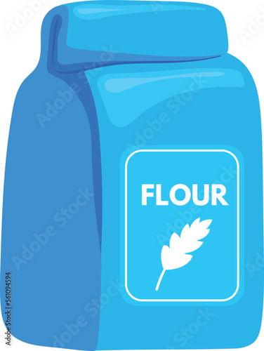 Flour bag cartoon icon. Baking ingredient pack