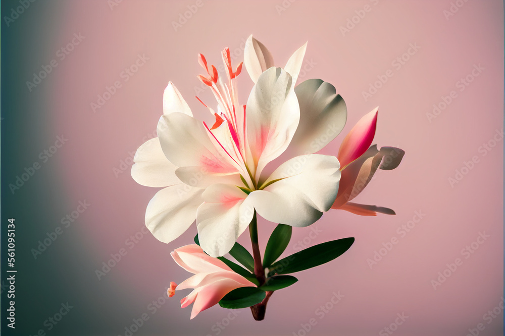 Single Azalea Flower on solid pink background Single Azalea Flower on solid pink background