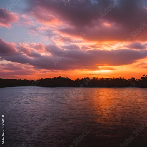 sunset over the river