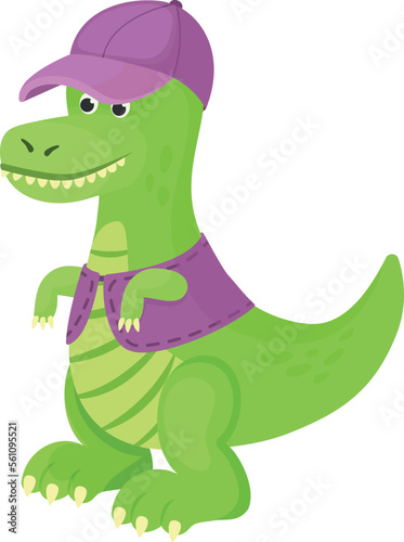 Green dinosaur toy. Stuffed animal cartoon icon