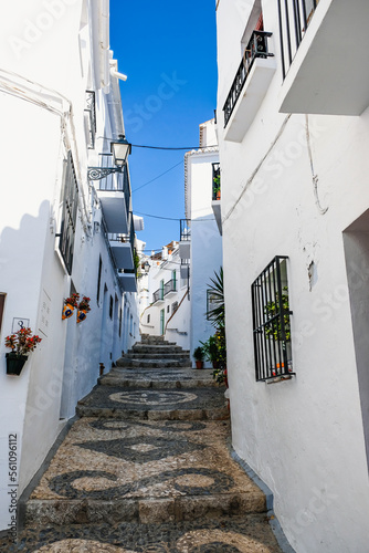 Empty narrow street in a traditional spanish village of Frigiliana