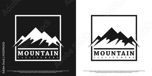 Mountains logo design with vintage unique concept Premium Vector