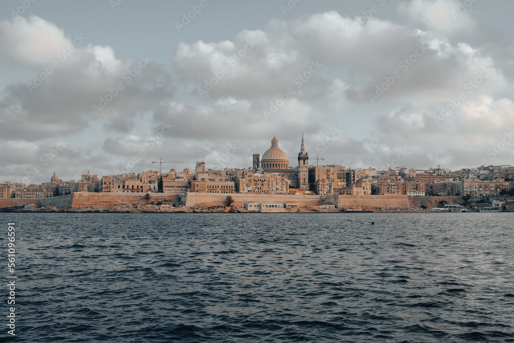 Saint Paul's cathedral in Malta, view from the sea - creative edit