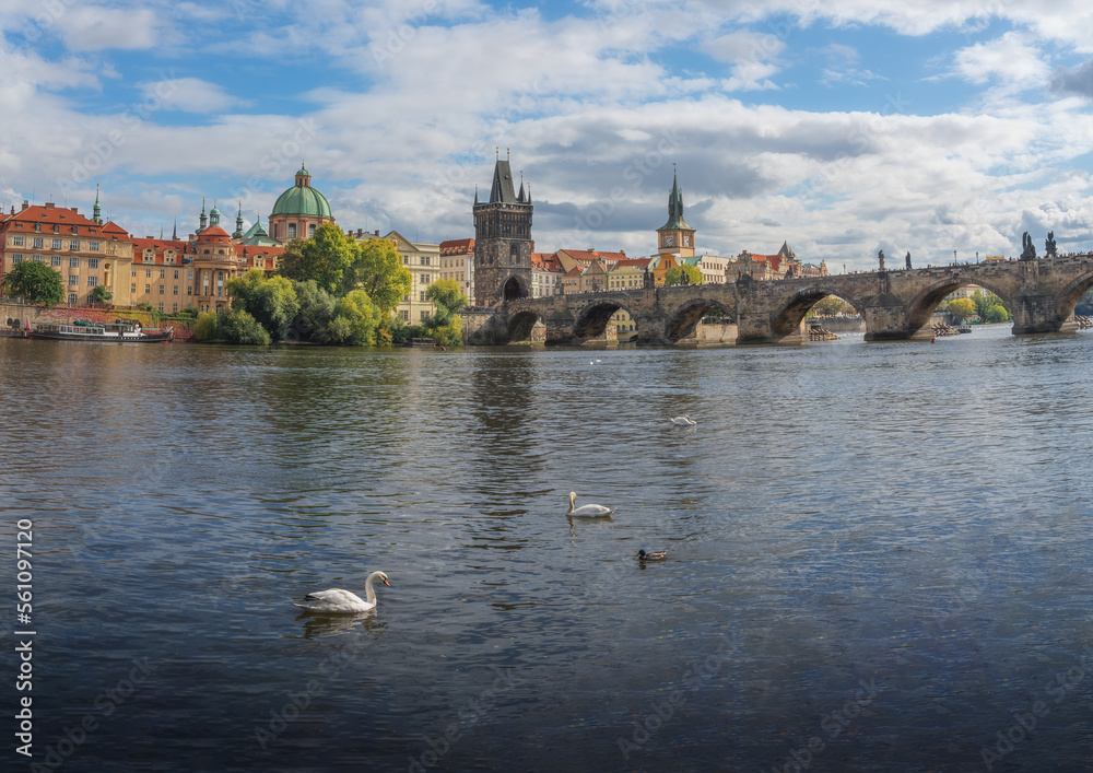 Prague beautiful view with Charles Bridge and River - Prague, Czech Republic Prague beautiful view with Charles Bridge and River - Prague, Czech Republic