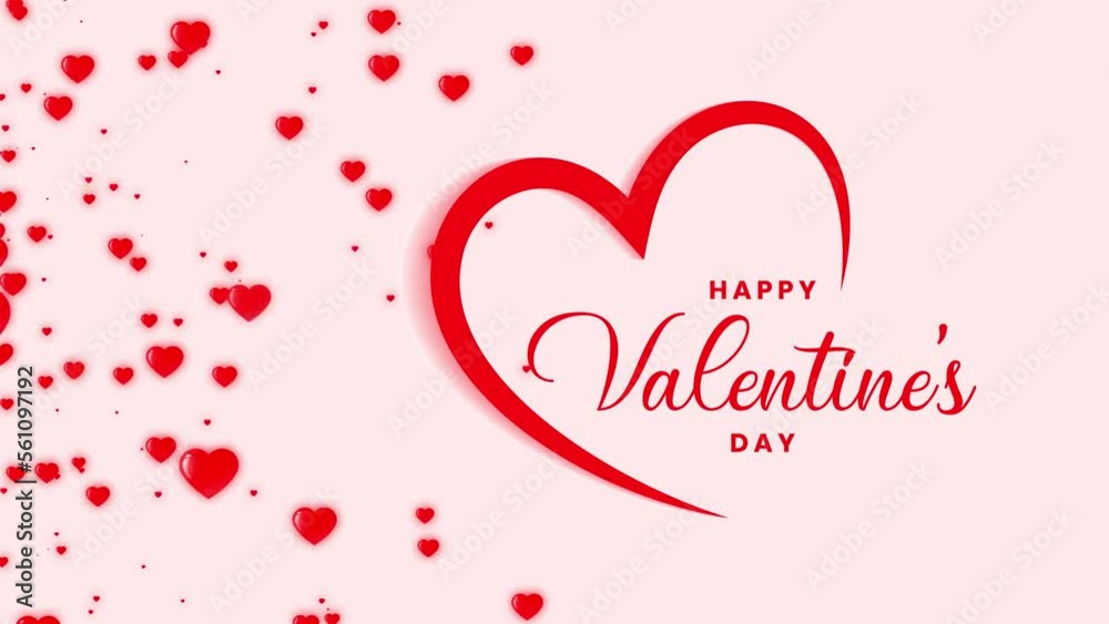 Happy Valentines Day Heart and Love shape flying around loop video animation.