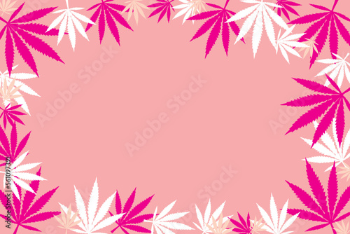 Green cannabis leafs frame with usable copy space in the middle