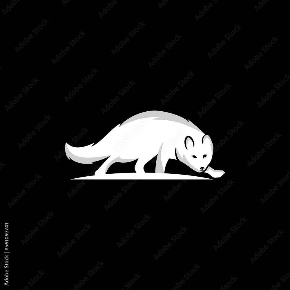 Arctic fox logo design icon. Arctic fox logo design inspiration. Animal