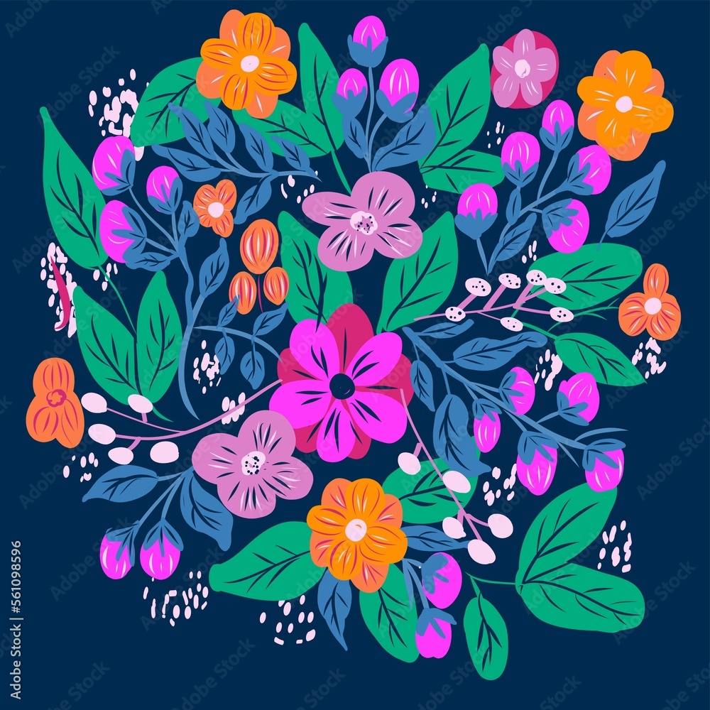 Beautiful and colorful flowers wallpaper design. Generative ai