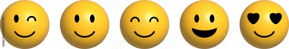 Set of happy emoticons. PNG image Set of happy emoticons. PNG image