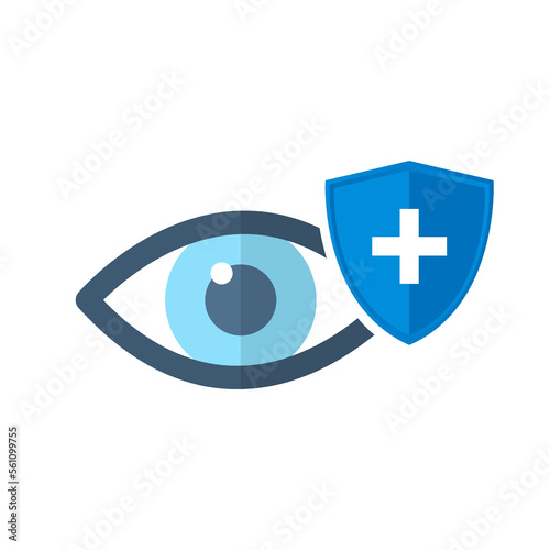 Healthy eye icon. Eye and shield symbol. Isolated vector illustration