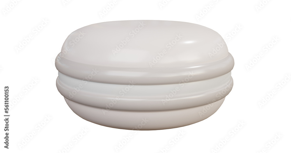 White Macaron front picture. 3d rendering. White Macaron front picture. 3d rendering.