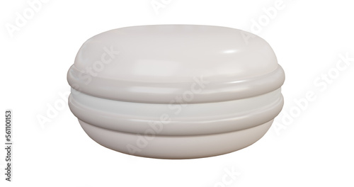 White Macaron front picture. 3d rendering.	