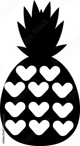 Heart pineapple icon cartoon vector. Tropical fruit. Slice food