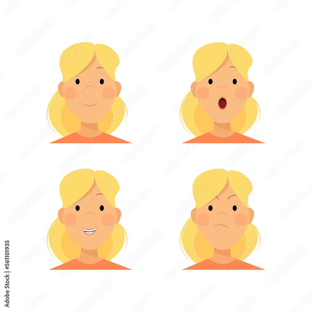 Avatar of a blonde woman with different emotions on her face Avatar of a blonde woman with different emotions on her face