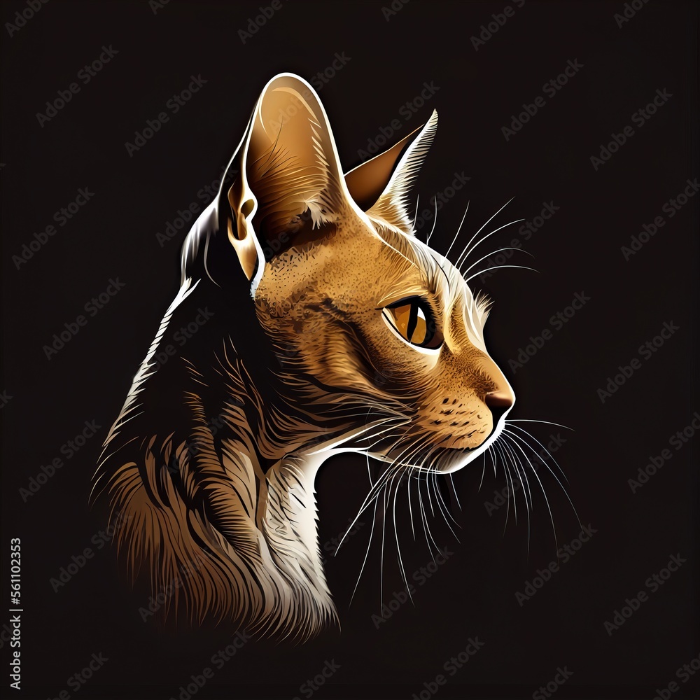 Javanese cat breed isolated on a black background. Generative AI